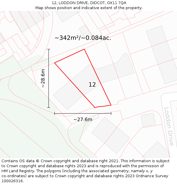 12, LODDON DRIVE, DIDCOT, OX11 7QA: Plot and title map