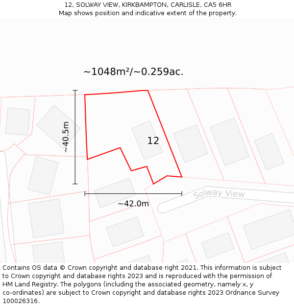 12, SOLWAY VIEW, KIRKBAMPTON, CARLISLE, CA5 6HR: Plot and title map