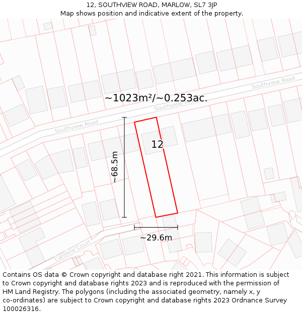 12, SOUTHVIEW ROAD, MARLOW, SL7 3JP: Plot and title map