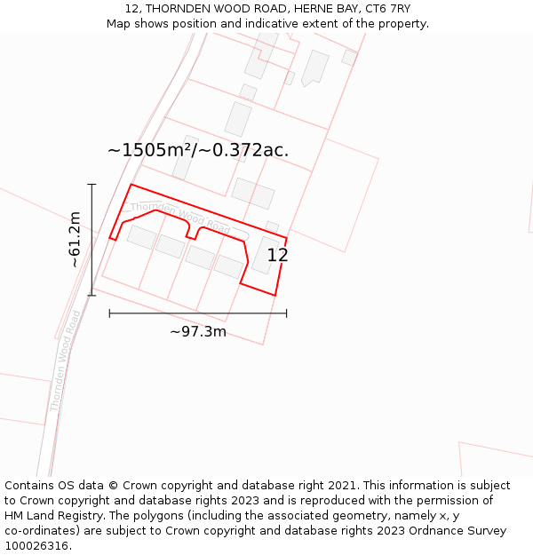 12, THORNDEN WOOD ROAD, HERNE BAY, CT6 7RY: Plot and title map