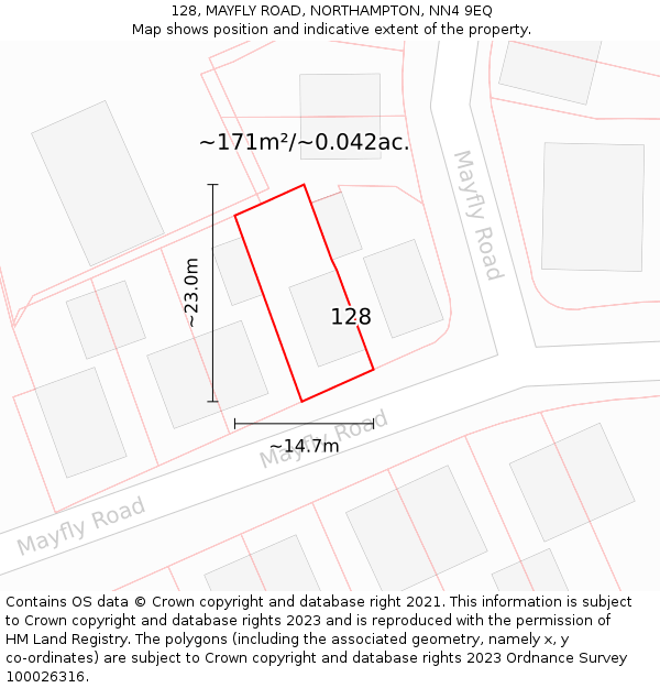 128, MAYFLY ROAD, NORTHAMPTON, NN4 9EQ: Plot and title map