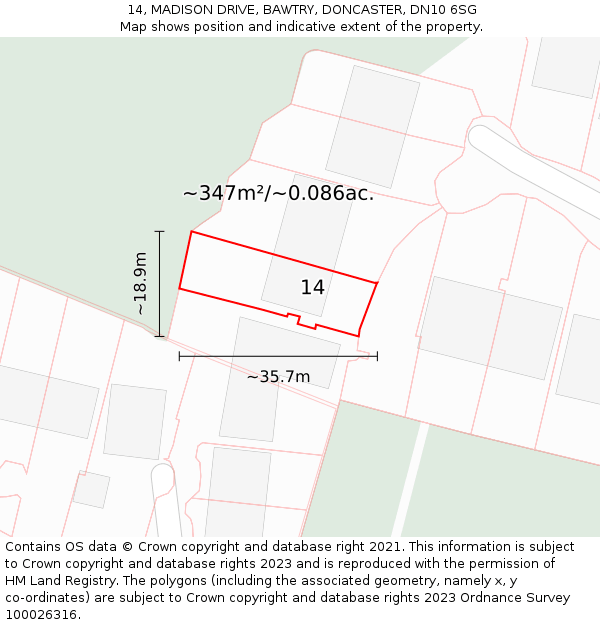 14, MADISON DRIVE, BAWTRY, DONCASTER, DN10 6SG: Plot and title map