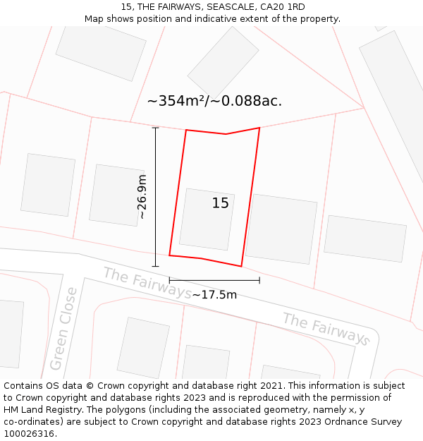 15, THE FAIRWAYS, SEASCALE, CA20 1RD: Plot and title map