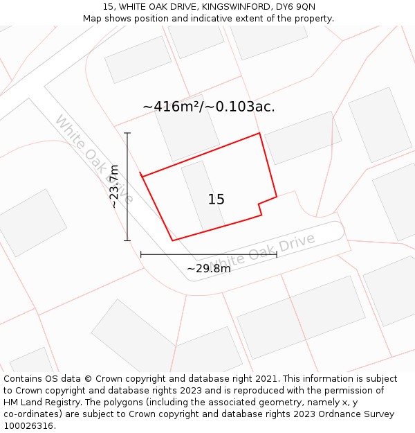 15, WHITE OAK DRIVE, KINGSWINFORD, DY6 9QN: Plot and title map