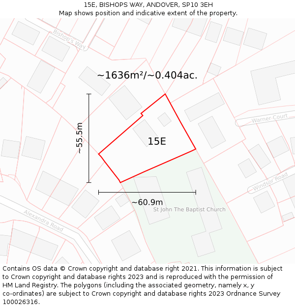 15E, BISHOPS WAY, ANDOVER, SP10 3EH: Plot and title map