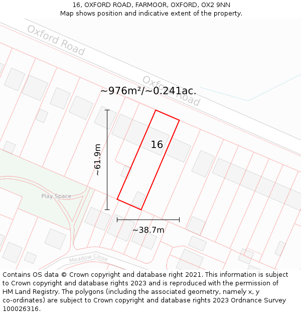 16, OXFORD ROAD, FARMOOR, OXFORD, OX2 9NN: Plot and title map