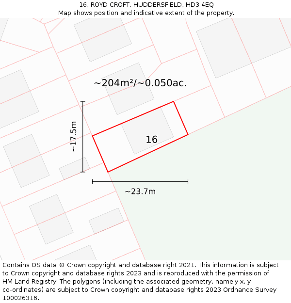 16, ROYD CROFT, HUDDERSFIELD, HD3 4EQ: Plot and title map