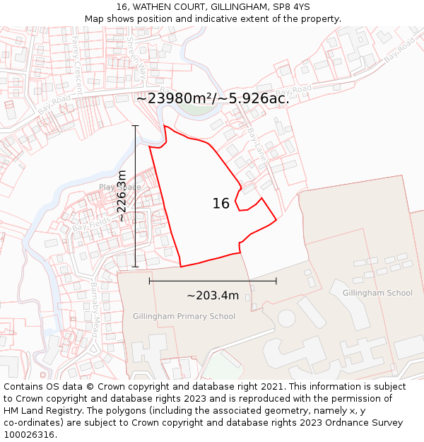 16, WATHEN COURT, GILLINGHAM, SP8 4YS: Plot and title map