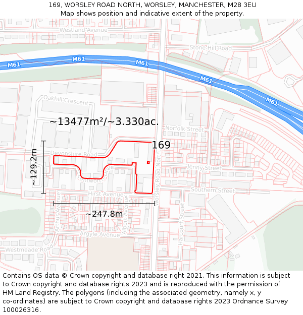 169, WORSLEY ROAD NORTH, WORSLEY, MANCHESTER, M28 3EU: Plot and title map