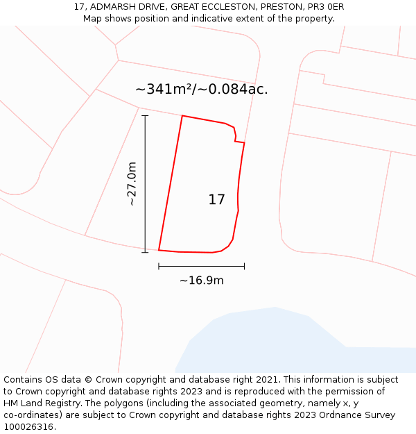 17, ADMARSH DRIVE, GREAT ECCLESTON, PRESTON, PR3 0ER: Plot and title map