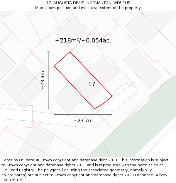 17, AUGUSTA DRIVE, NORMANTON, WF6 1UB: Plot and title map