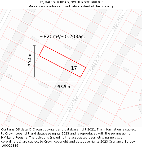 17, BALFOUR ROAD, SOUTHPORT, PR8 6LE: Plot and title map