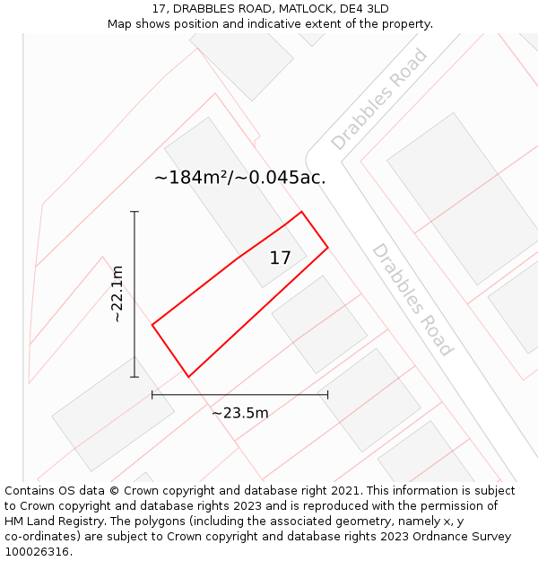 17, DRABBLES ROAD, MATLOCK, DE4 3LD: Plot and title map