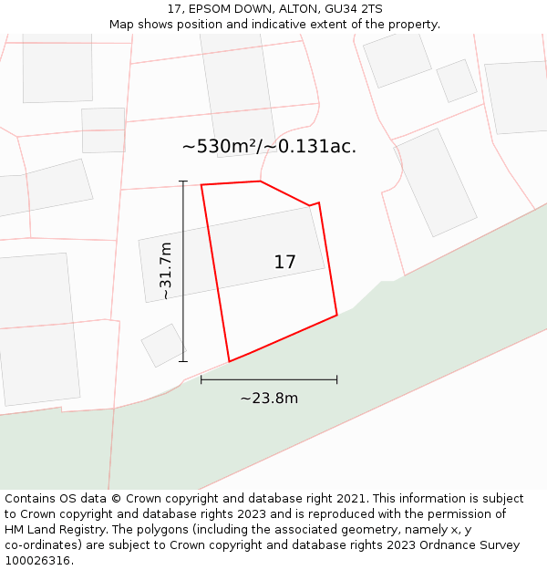 17, EPSOM DOWN, ALTON, GU34 2TS: Plot and title map