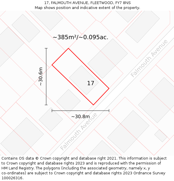 17, FALMOUTH AVENUE, FLEETWOOD, FY7 8NS: Plot and title map