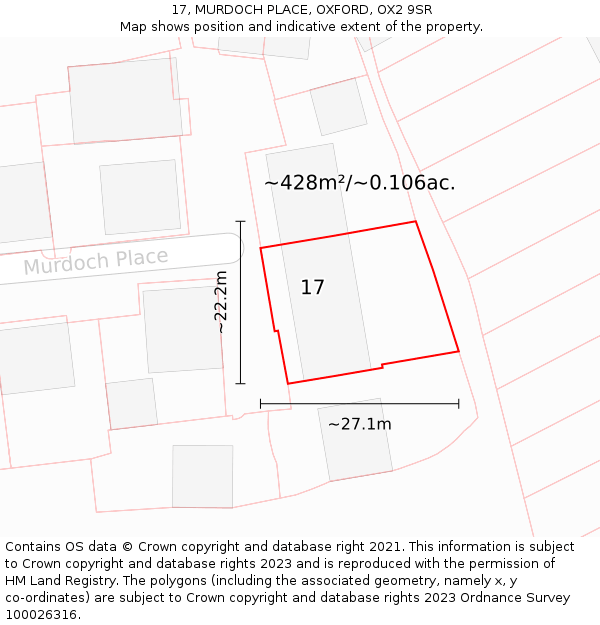 17, MURDOCH PLACE, OXFORD, OX2 9SR: Plot and title map