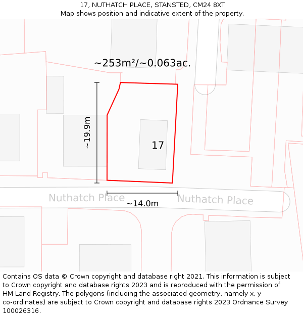 17, NUTHATCH PLACE, STANSTED, CM24 8XT: Plot and title map