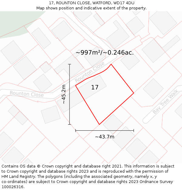 17, ROUNTON CLOSE, WATFORD, WD17 4DU: Plot and title map