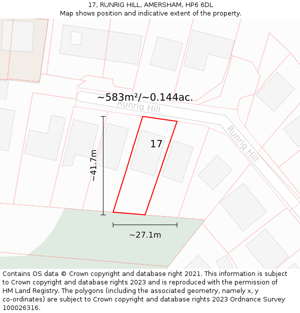 17, RUNRIG HILL, AMERSHAM, HP6 6DL: Plot and title map