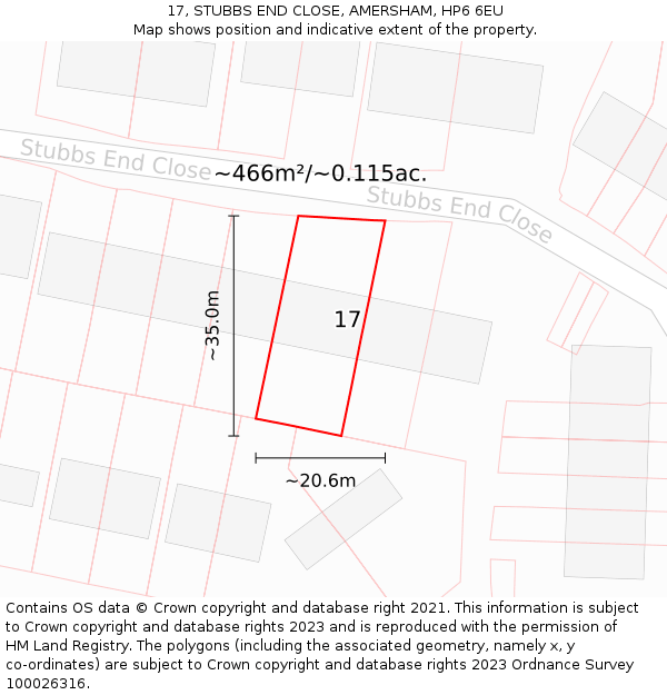 17, STUBBS END CLOSE, AMERSHAM, HP6 6EU: Plot and title map