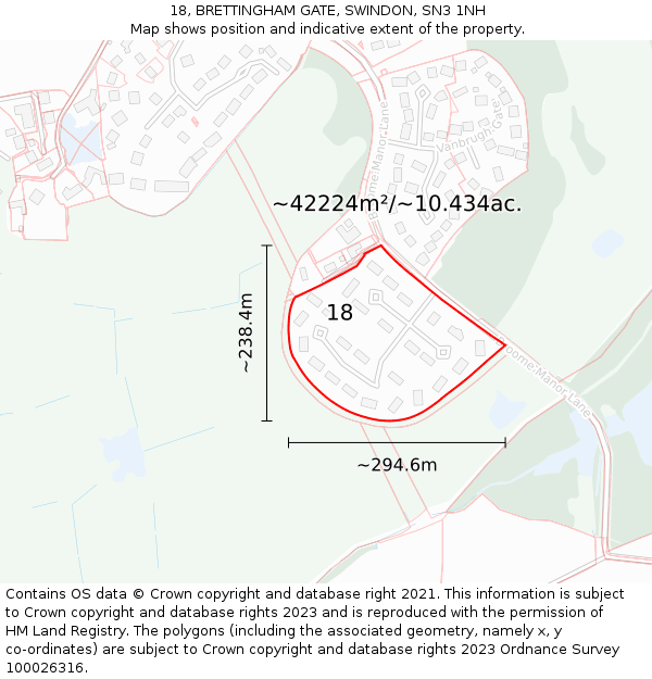 18, BRETTINGHAM GATE, SWINDON, SN3 1NH: Plot and title map