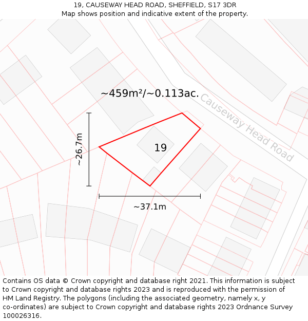 19, CAUSEWAY HEAD ROAD, SHEFFIELD, S17 3DR: Plot and title map