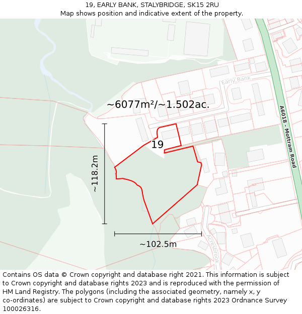 19, EARLY BANK, STALYBRIDGE, SK15 2RU: Plot and title map