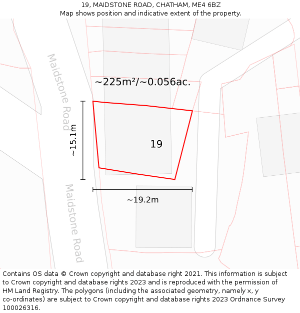 19, MAIDSTONE ROAD, CHATHAM, ME4 6BZ: Plot and title map