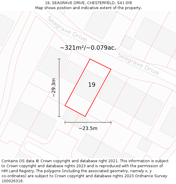 19, SEAGRAVE DRIVE, CHESTERFIELD, S41 0YE: Plot and title map