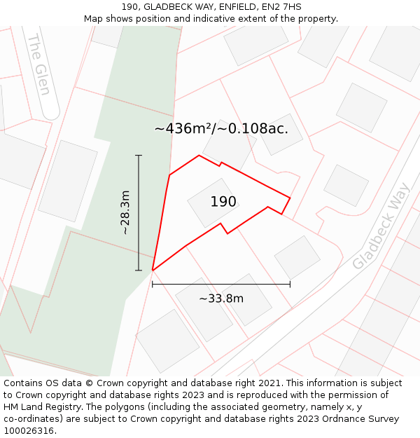 190, GLADBECK WAY, ENFIELD, EN2 7HS: Plot and title map