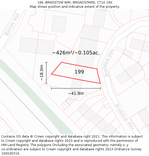 199, BRADSTOW WAY, BROADSTAIRS, CT10 1AX: Plot and title map