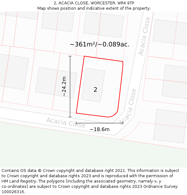 2, ACACIA CLOSE, WORCESTER, WR4 9TP: Plot and title map