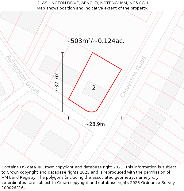 2, ASHINGTON DRIVE, ARNOLD, NOTTINGHAM, NG5 8GH: Plot and title map