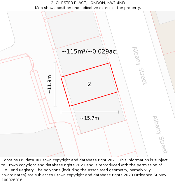 2, CHESTER PLACE, LONDON, NW1 4NB: Plot and title map