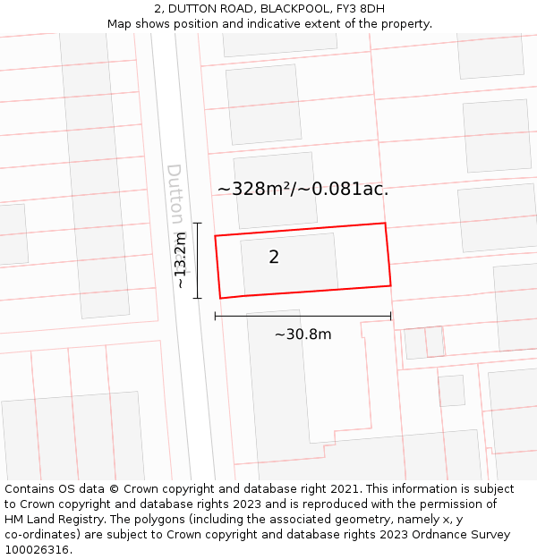 2, DUTTON ROAD, BLACKPOOL, FY3 8DH: Plot and title map