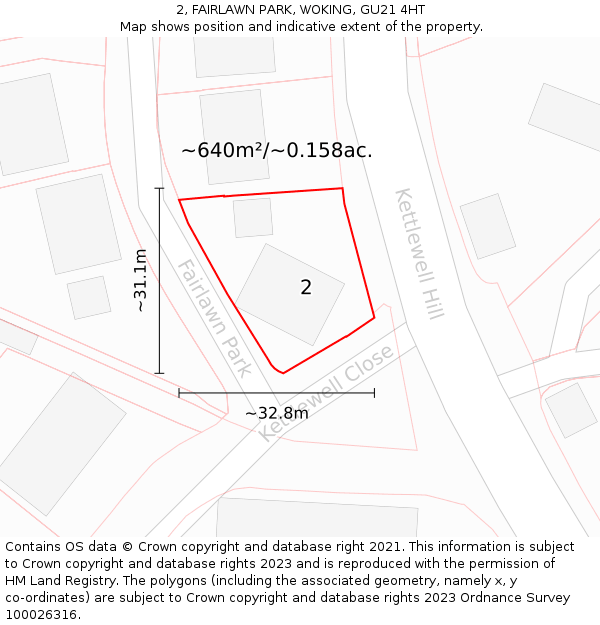 2, FAIRLAWN PARK, WOKING, GU21 4HT: Plot and title map