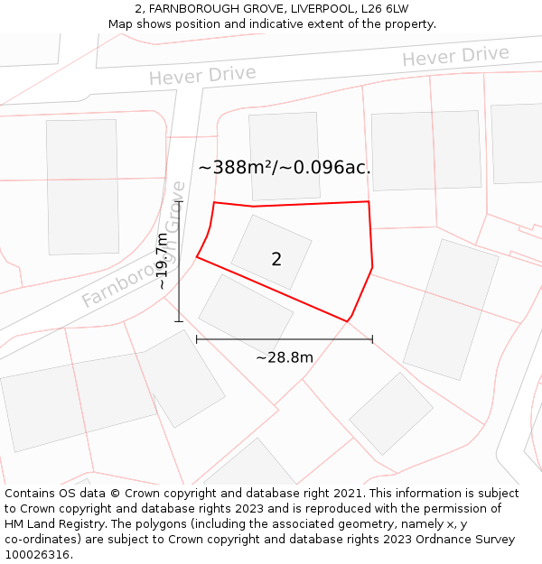 2, FARNBOROUGH GROVE, LIVERPOOL, L26 6LW: Plot and title map