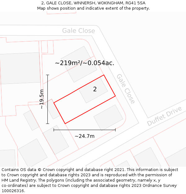 2, GALE CLOSE, WINNERSH, WOKINGHAM, RG41 5SA: Plot and title map