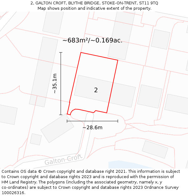 2, GALTON CROFT, BLYTHE BRIDGE, STOKE-ON-TRENT, ST11 9TQ: Plot and title map