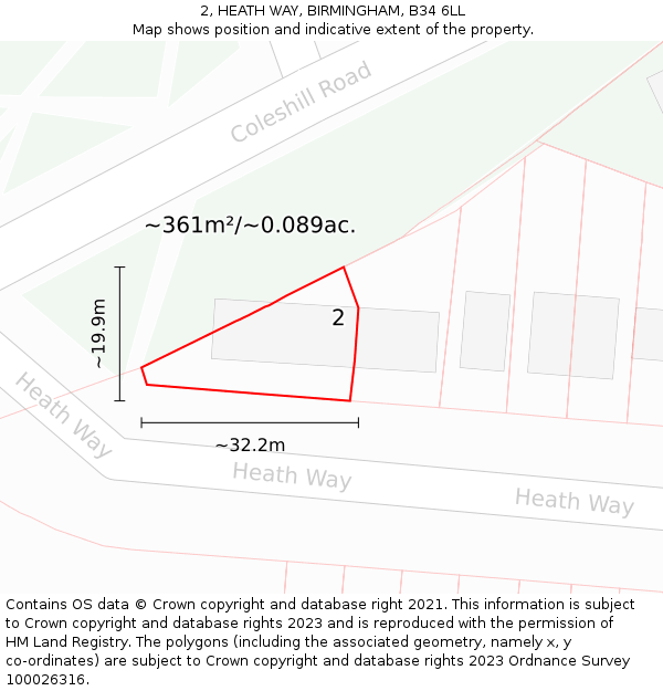 2, HEATH WAY, BIRMINGHAM, B34 6LL: Plot and title map