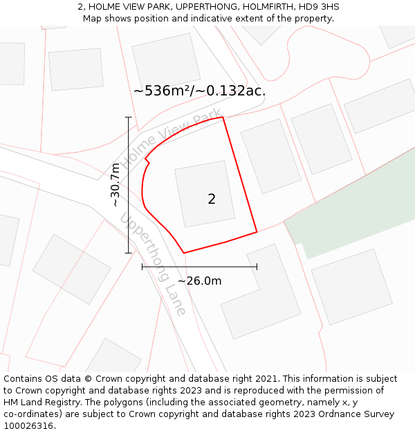 2, HOLME VIEW PARK, UPPERTHONG, HOLMFIRTH, HD9 3HS: Plot and title map