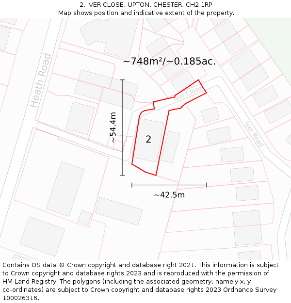 2, IVER CLOSE, UPTON, CHESTER, CH2 1RP: Plot and title map