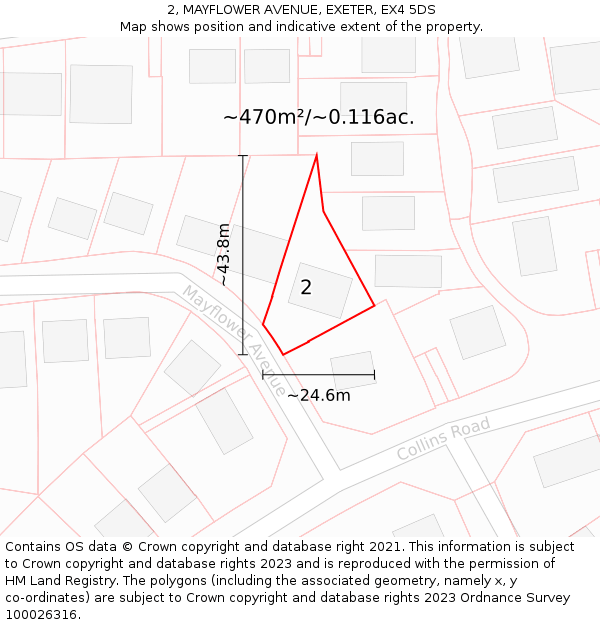 2, MAYFLOWER AVENUE, EXETER, EX4 5DS: Plot and title map