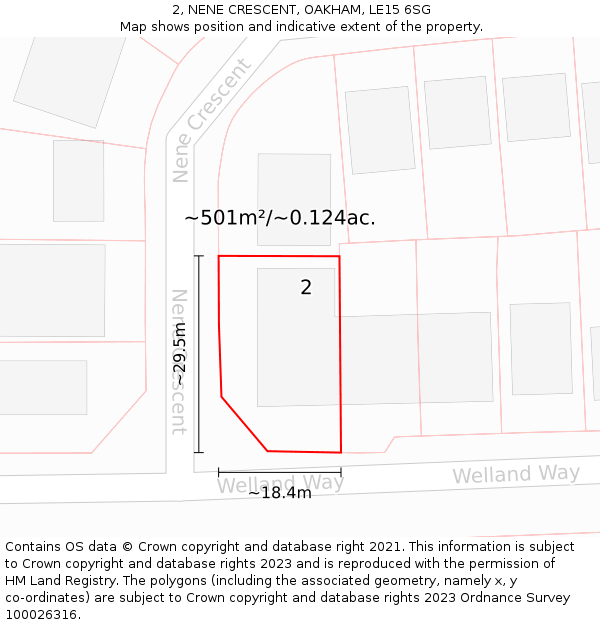 2, NENE CRESCENT, OAKHAM, LE15 6SG: Plot and title map