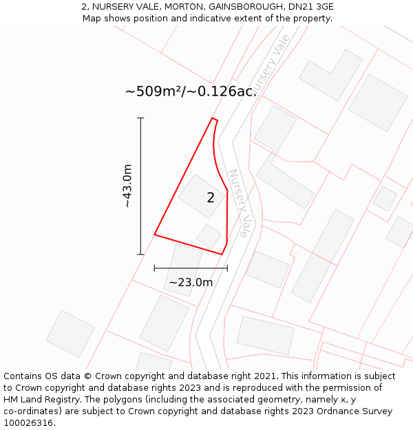 2, NURSERY VALE, MORTON, GAINSBOROUGH, DN21 3GE: Plot and title map