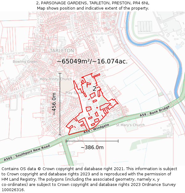 2, PARSONAGE GARDENS, TARLETON, PRESTON, PR4 6NL: Plot and title map