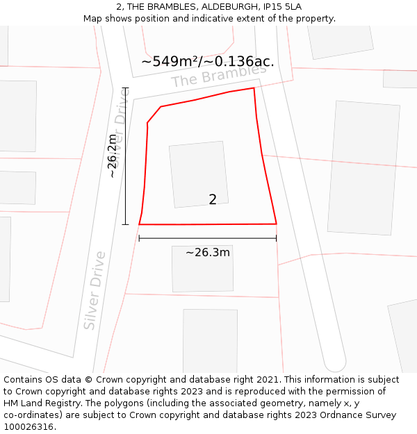 2, THE BRAMBLES, ALDEBURGH, IP15 5LA: Plot and title map