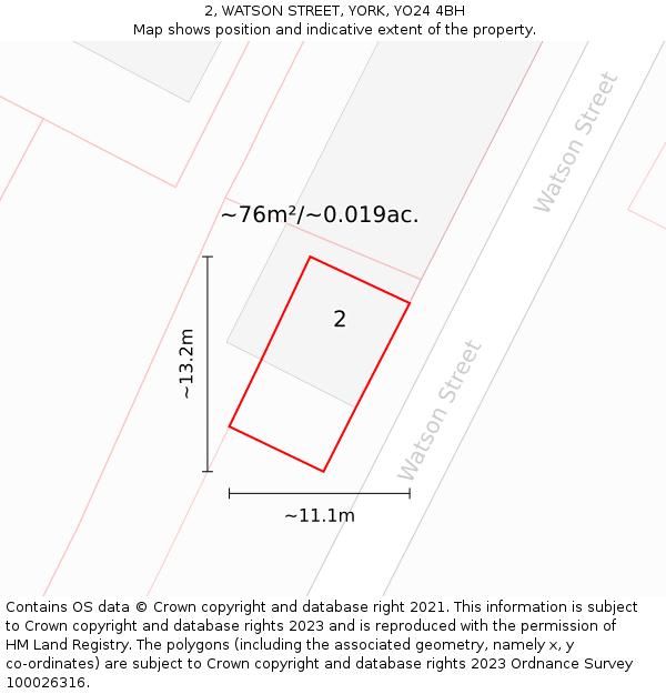 2, WATSON STREET, YORK, YO24 4BH: Plot and title map