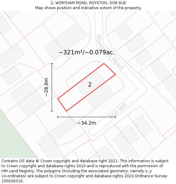 2, WORTHAM ROAD, ROYSTON, SG8 9UE: Plot and title map