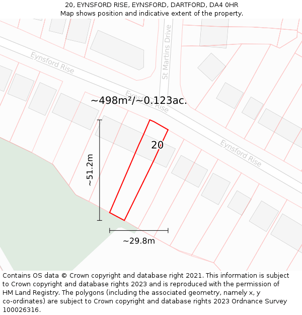 20, EYNSFORD RISE, EYNSFORD, DARTFORD, DA4 0HR: Plot and title map